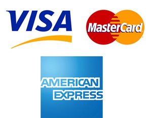 Major Credit Cards, Visa, MasterCard, Interac